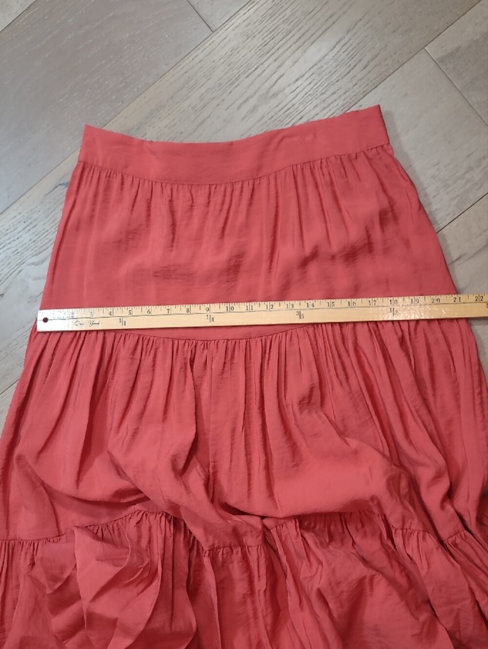 EUC LC Lauren Conrad Skirt Women's sz M Orange Tiered Ruffled Long Skirt - Picture 10 of 12